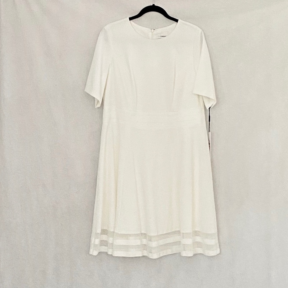 Calvin Klein Short Sleeve Ivory Illusion Dress - Picture 10 of 12